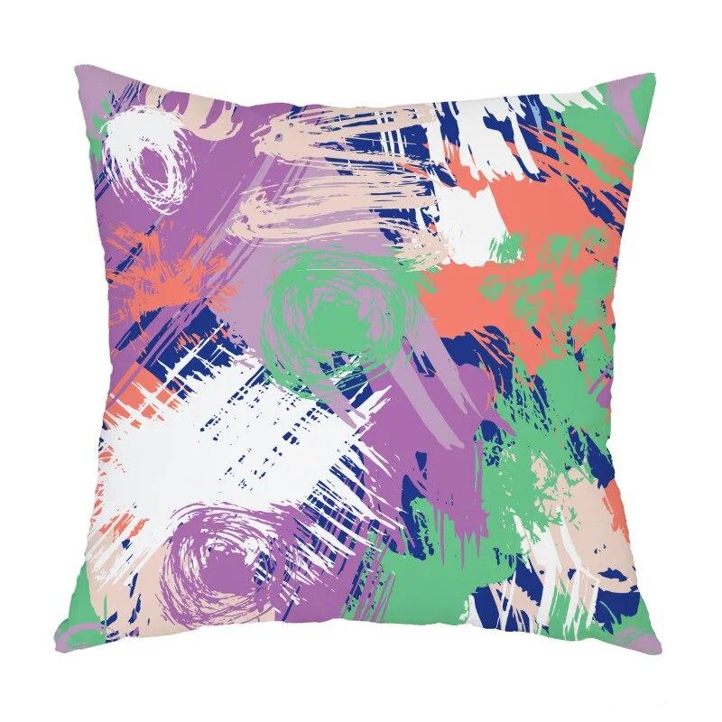 Abstract Art Geometric Pillowcase Arabic Colorful Watercolor  Bedroom Living Room Home Modern