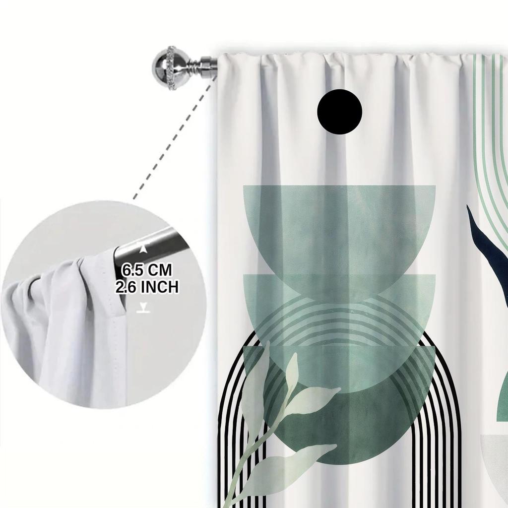 2 Panels Nordic Minimalist Plant Geometry Curtains   Versatile Design Suitable for Any Style   Creating a Peaceful Living Space