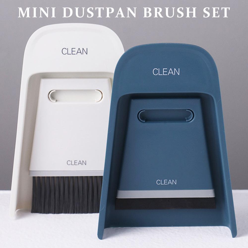 Navy Blue Mini Dustpan Brush Set 2 Types Of Brush Heads Small Dust Pan For Kitchens