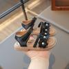 Girls' shoes, children's floral princess sandals, summer baby beach soft-sole walking shoes.
