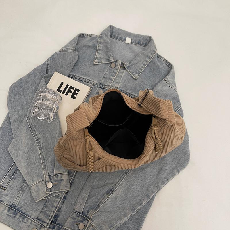 Hohe Kapazität Samt Pendeln Damen Taschen Herbst neue Mode einfarbig Schultertaschen vielseitig praktische Umhängetaschen