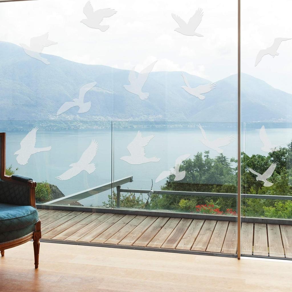 Boao 40 Pieces Large Size Anti-Collision Window Clings Bird Window Stickers Prevent Bird Strikes on Doors Windows Glass Translucent/Dusted Bird