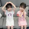 Girls Summer Ice Silk Short Sleeve Cartoon Nightgown Lightweight Pajama Dress for Toddlers and Kids