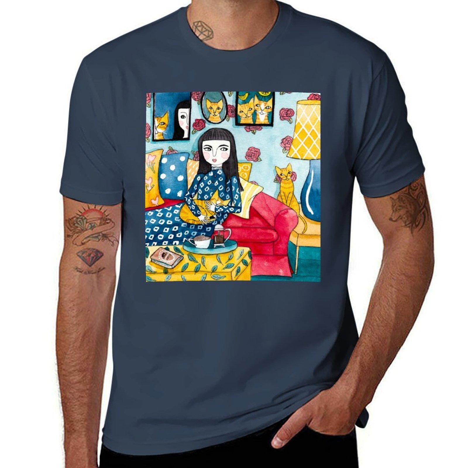 A Girl And Her Ginger Cats Tshirt Trendy Pattern Tshirt For Unisex S