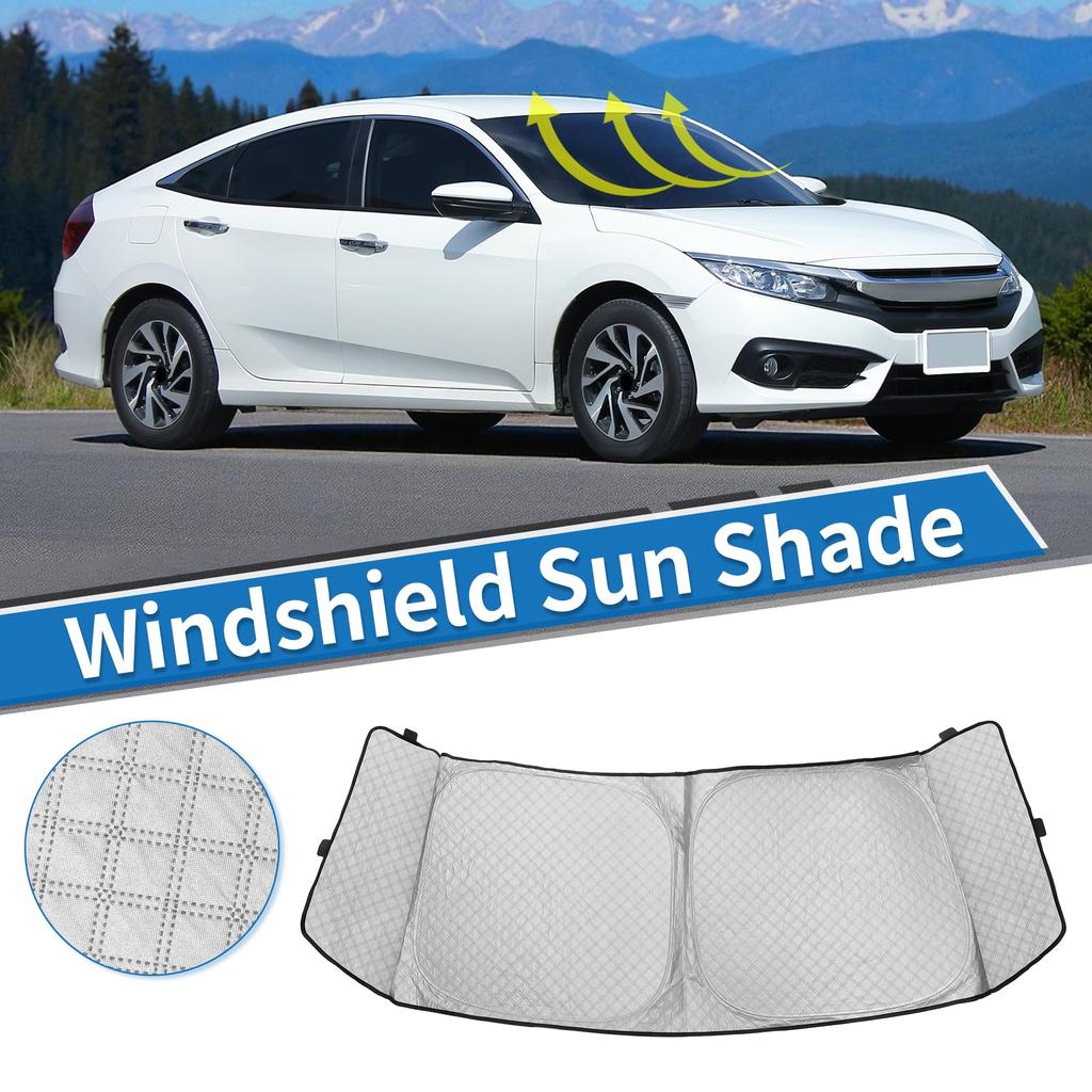 X AUTOHAUX Foldable Windshield Sunshade with Aluminum Film and Polyurethane for Honda Black N-BOX JF5/JF6 Series,