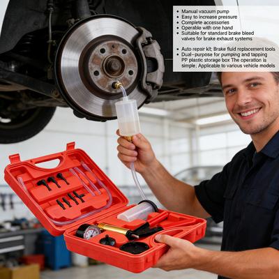 Brake Caliper Compression Tool and Brake Bleeding Kit, Handheld Vacuum Pump Brake Bleeding Tool Set, Disc Brake Pad Service Tool