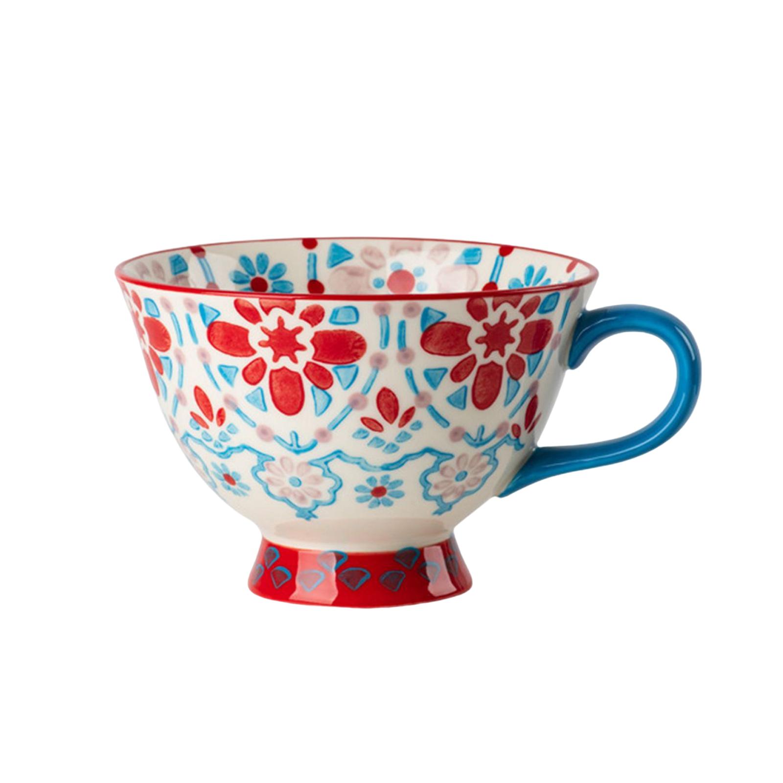 

Керамические чашки, расписанные вручную цветочные узоры, ретро-креативные кофейные кружки для дома, завтрака, офиса, кружка для молока 420ml