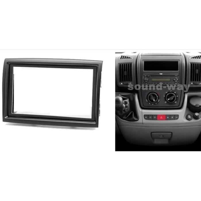 Kit montage autoradio 2 din - fiat - ducato - gris foncé - adaptateur antenne - iso