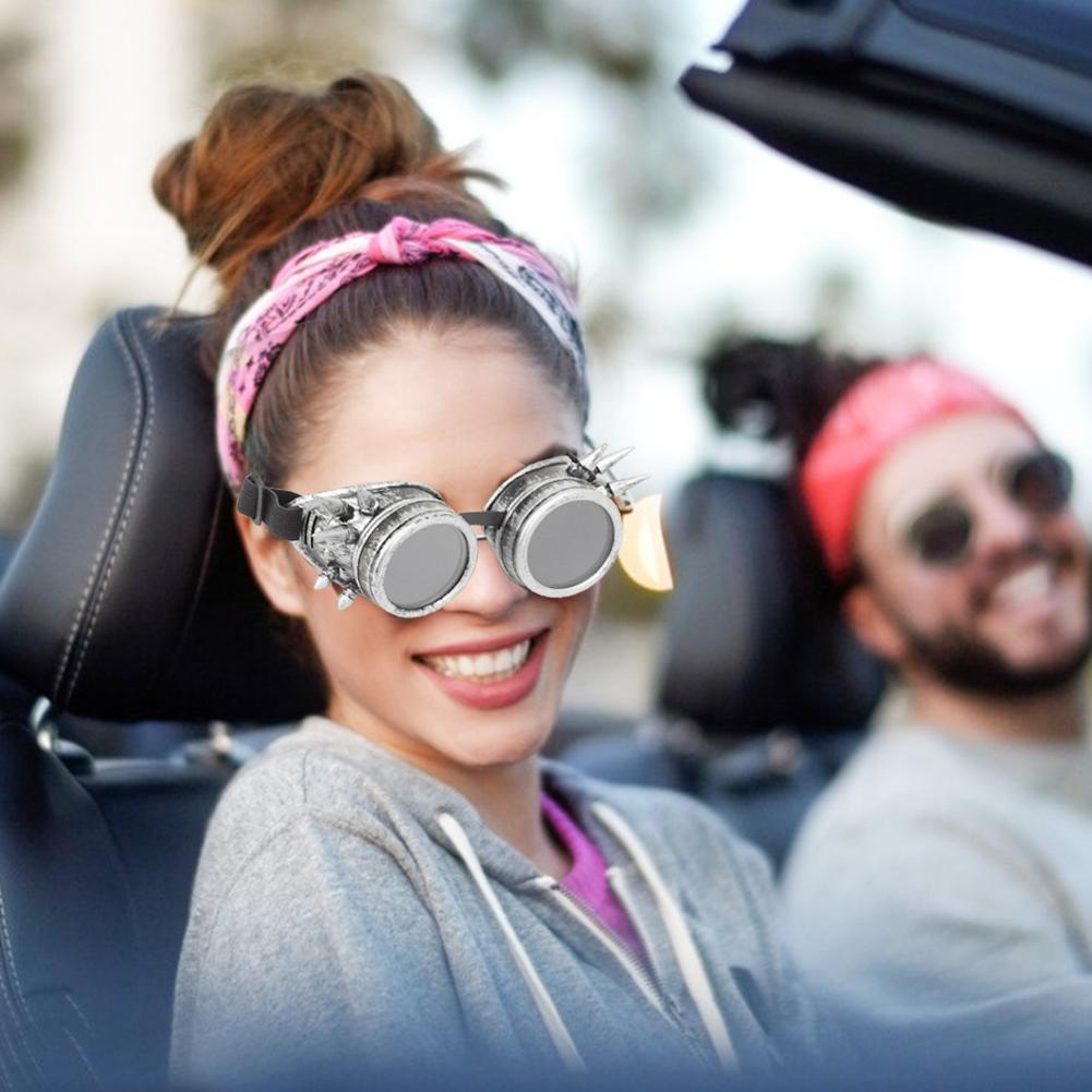 ABS Industrial Vintage Spiked Steampunk Unique Goggles Cycling Glasses Double Layer Windproof Sunglasses