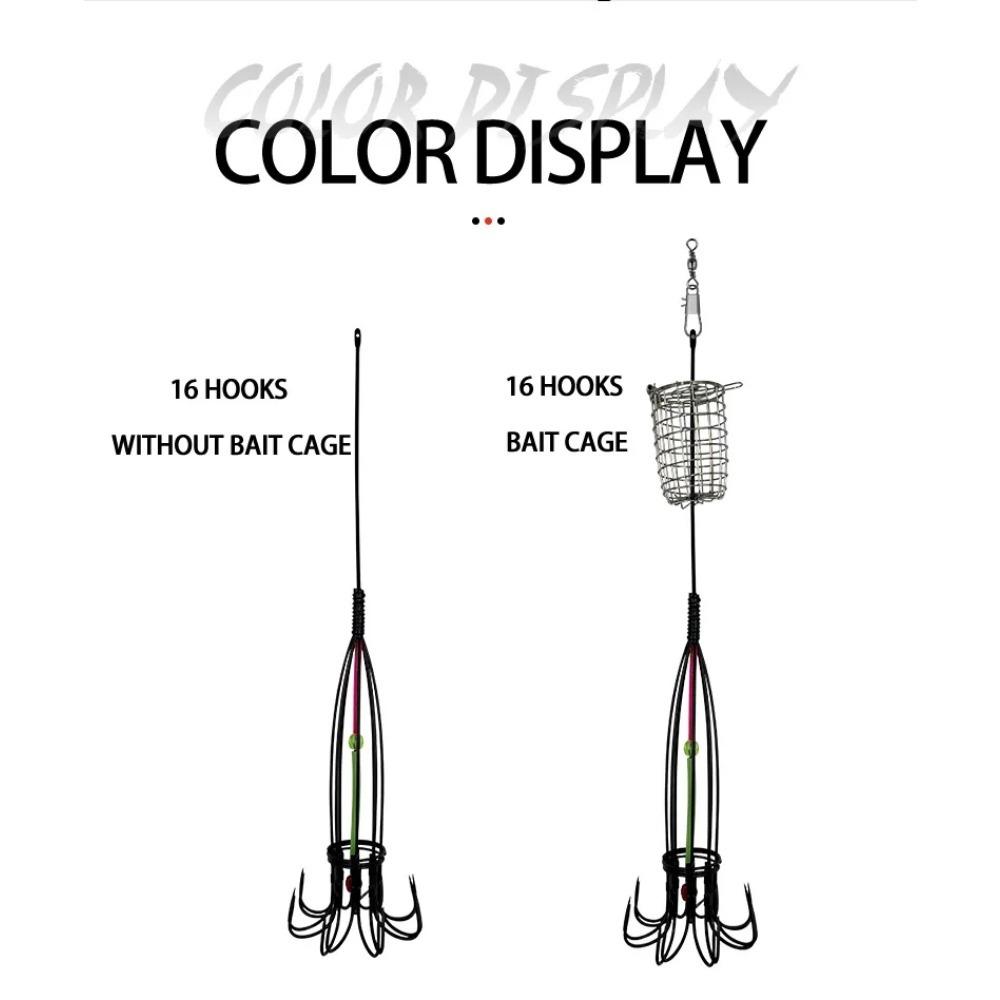 Fishing Accessories 8 Claw 16 Hook Squid Bait Trap Cage Fishing Lure Cage Octopus Hook Trap Basket Fishing Tools Tackle