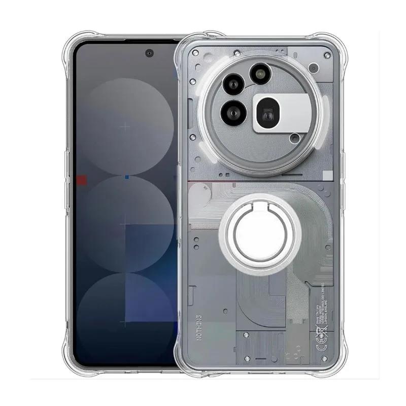 

Чехол-держатель с магнитным кольцом для Nothing Phone 3A Pro для Nothing Phone3A 3APro 2A Plus, противоударный, прозрачный силиконовый чехол для телефона с подушками безопасности Nothing Phone 3A Pro серебряный