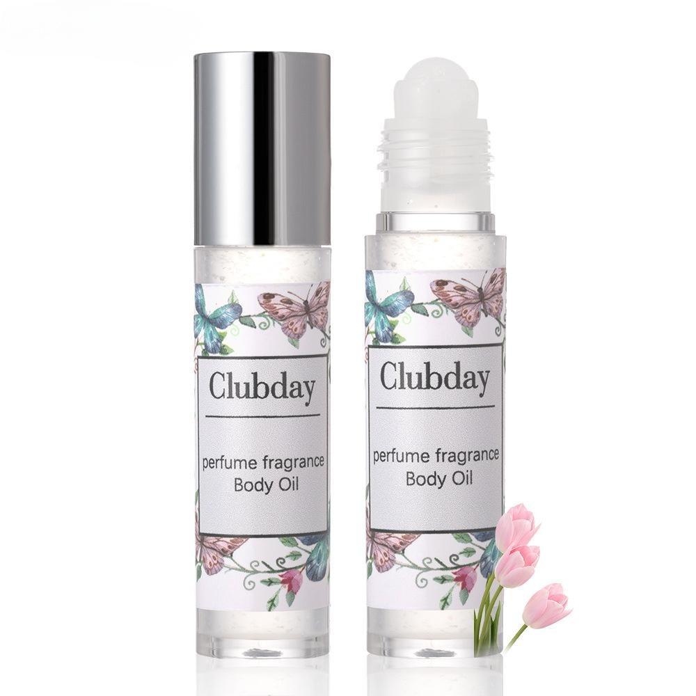 Long-lasting floral scent, moisturizing and fine shimmer. Brightening and highlighting body oil. Roll-on design for easy application