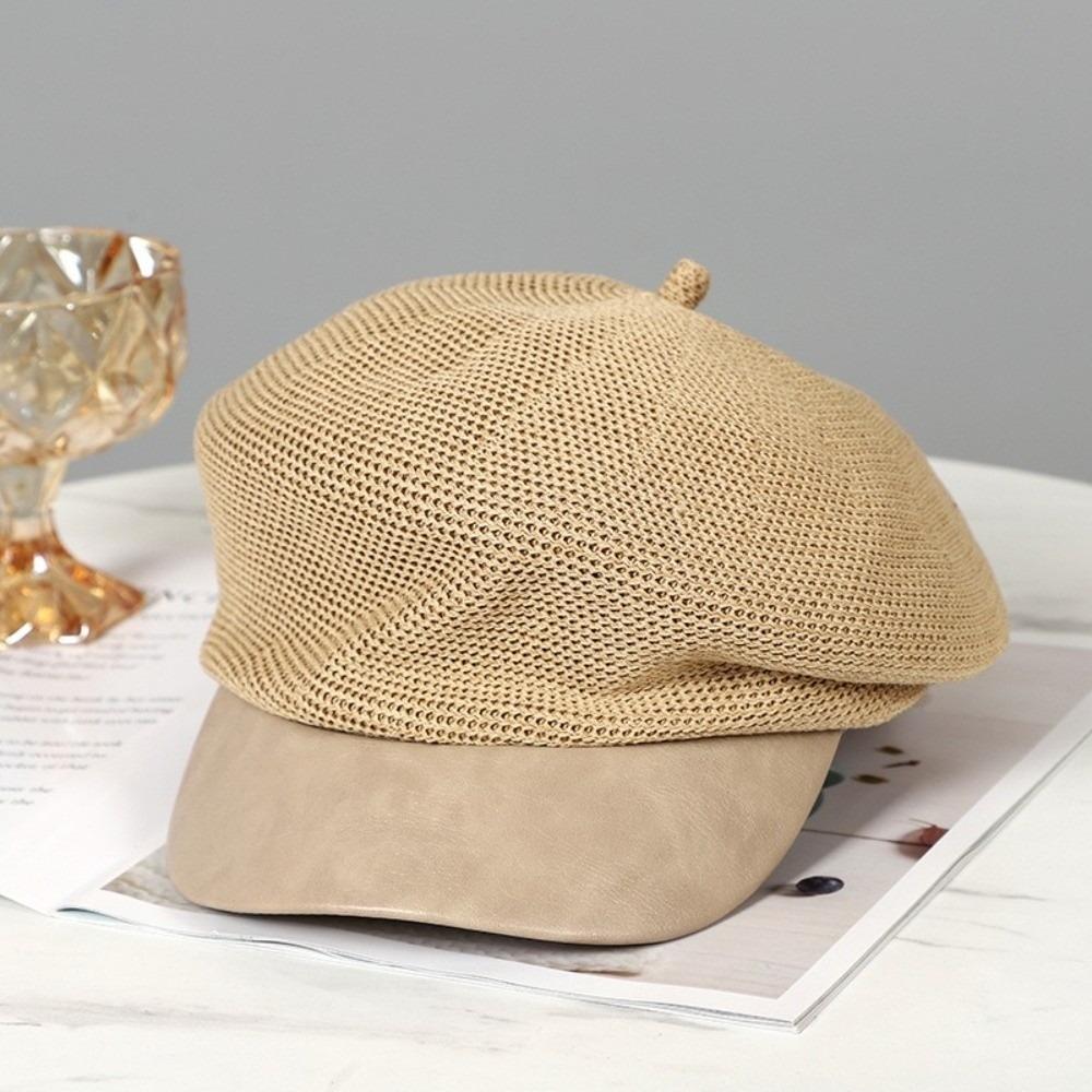 Korean Painter Berets Thin Beanie Cap Vintage Hollow Knitted Beret  Girls