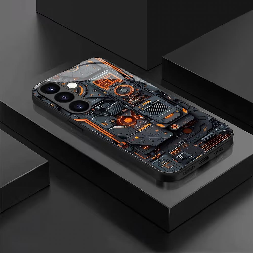 Creative circuit board pattern glass phone case suitable for Samsung Galaxy S26 S25 S24 S22 S21 S20 FE/Ultra/Plus shockproof