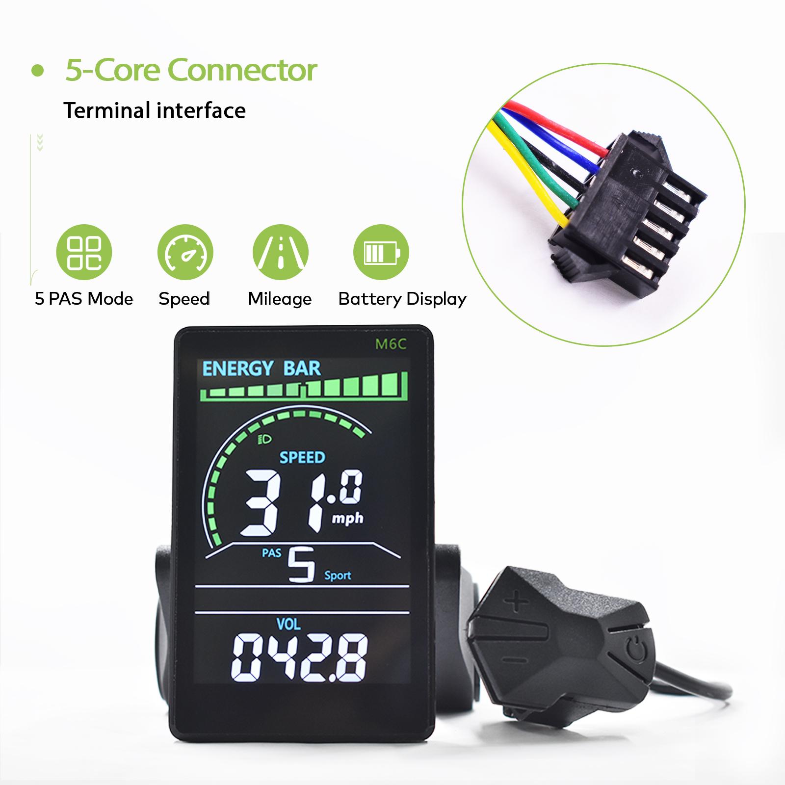 M6C 24V/36V/48V/60V Electric Bike Computer Wireless