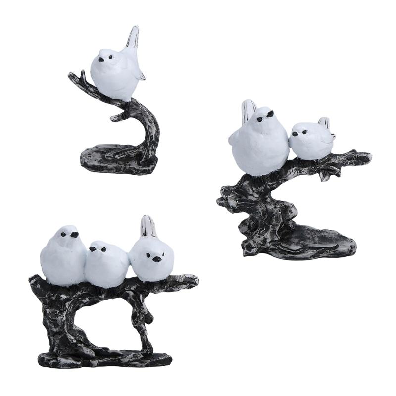 Animal Statue Modern Sculpture for Home Office Desk Decor Resin Birds Figurine Gifts Decorative Birds on Branch Statue
