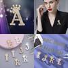 {Summer2} Fashion Crown 26 Initial Letters A To Z Rhinestone Brooches For Women Coat Dress Lapel Collar Pin Jewelry Accessries