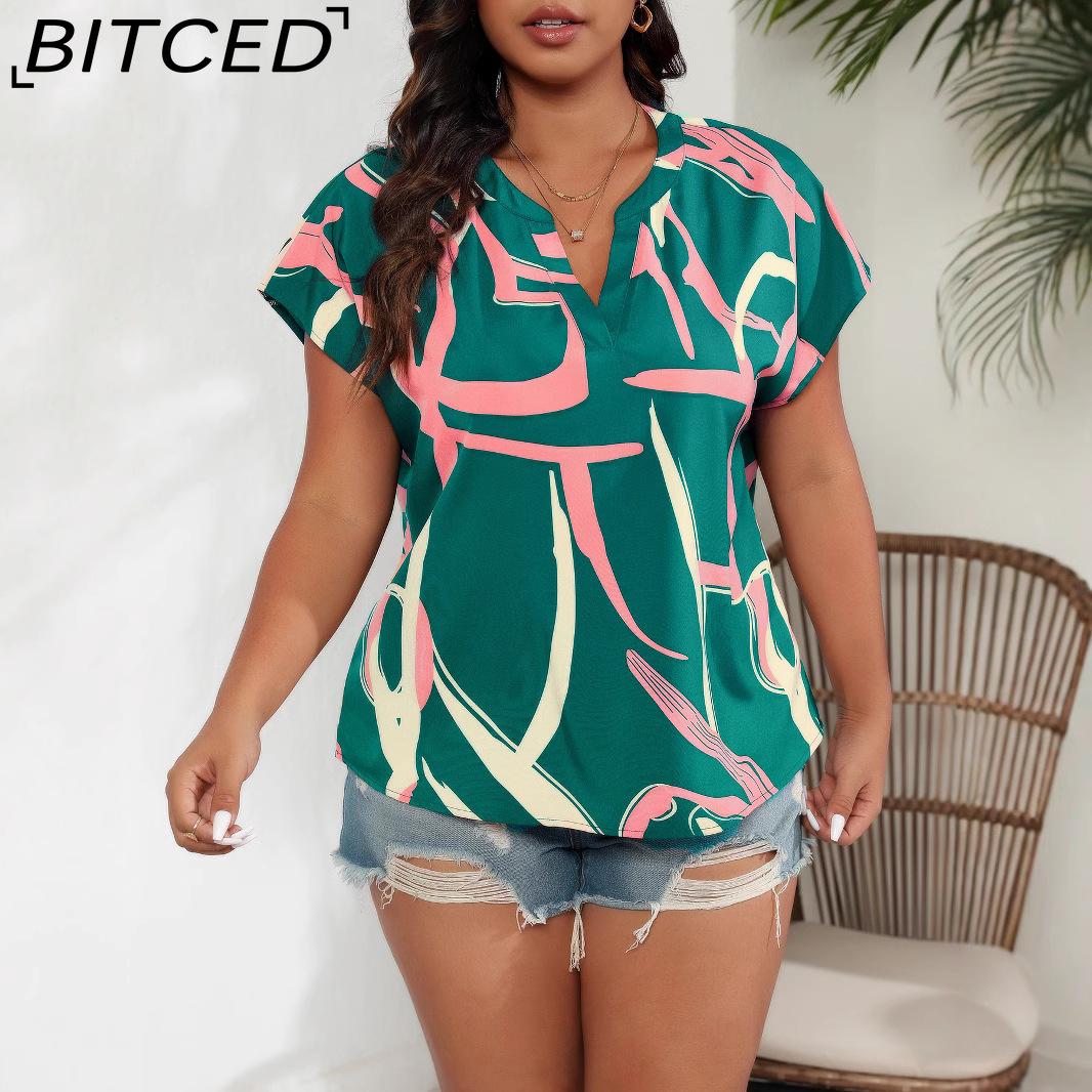 

BITCED Short-Sleeve Spring/Summer Fashionable Elegant Women s Shirt XXXXL