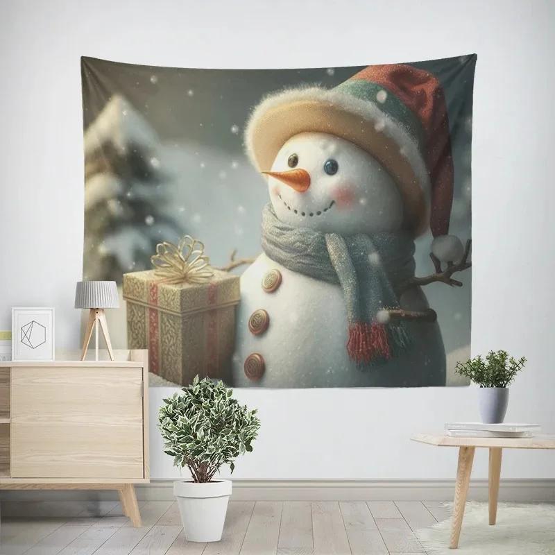 Christmas New Year Snowman Pattern Tapestry Living Room Sofa Home Decor Tapestry
