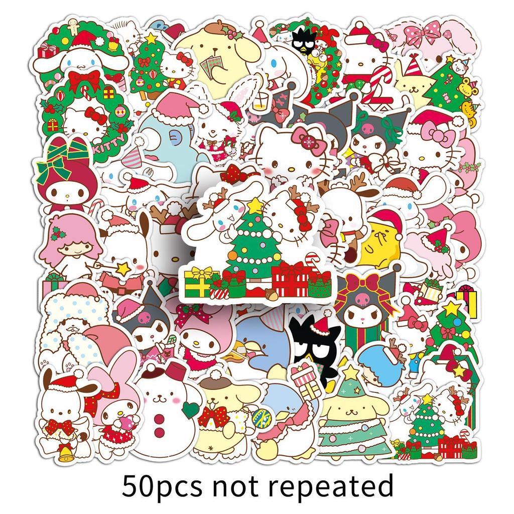 50 Christmas Sanrio Cartoon Stickers: Cute Guka Decorations for Phone Cases & Journals