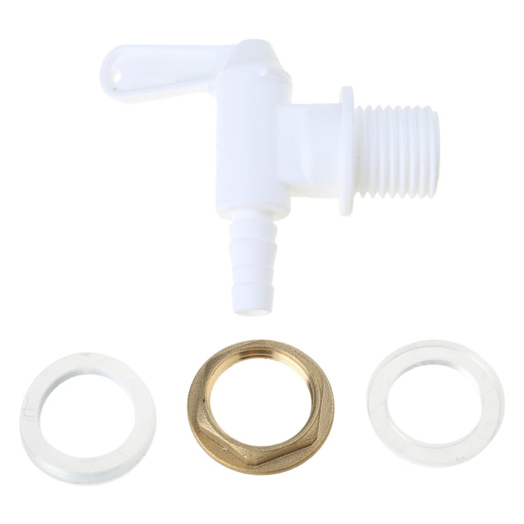 3/4" Water Butt Tap Plastic Snap Fit Hosepipe Rain Barrel Water Butts Thread Replacement Water Tap with Brass Nut