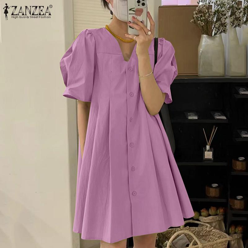 

ZANZEA Женское повседневное летнее свободное платье с v-образным вырезом