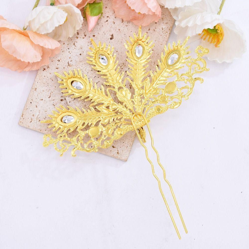 Gold Thai Hair Sticks Silver U-shaped Hair Fork Vintage Thai Metal Leaves Hairpin  Festival