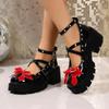 Fashion Academy Style Retro 2025 Women's Summer New Platform Single Shoes Cute Cross Strap Mary Jane Shoes