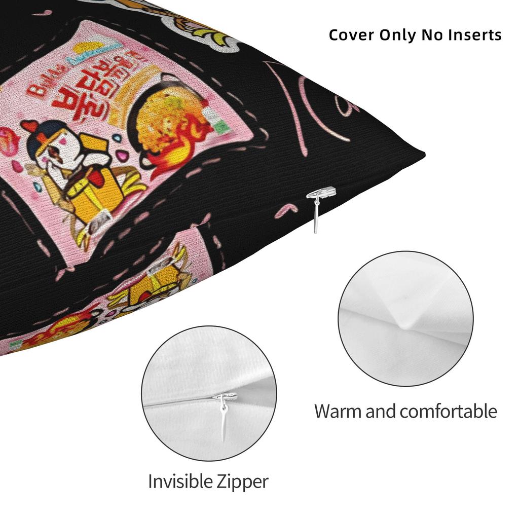Buldak Spicy Ramen Loves Pillow Case  Comfy Pillow Cover Vintage Cushion Cover For Living Room Chair