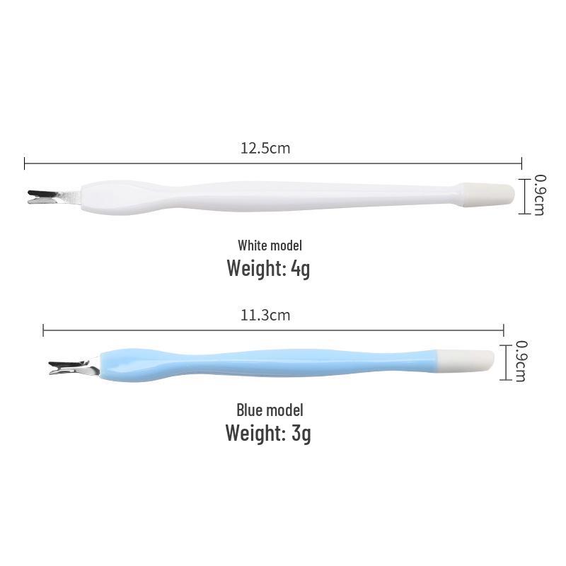 Stainless Steel Dual-Use Cuticle Remover: V-Shaped Dead Skin Pusher & Double-Headed Fork Tool.
