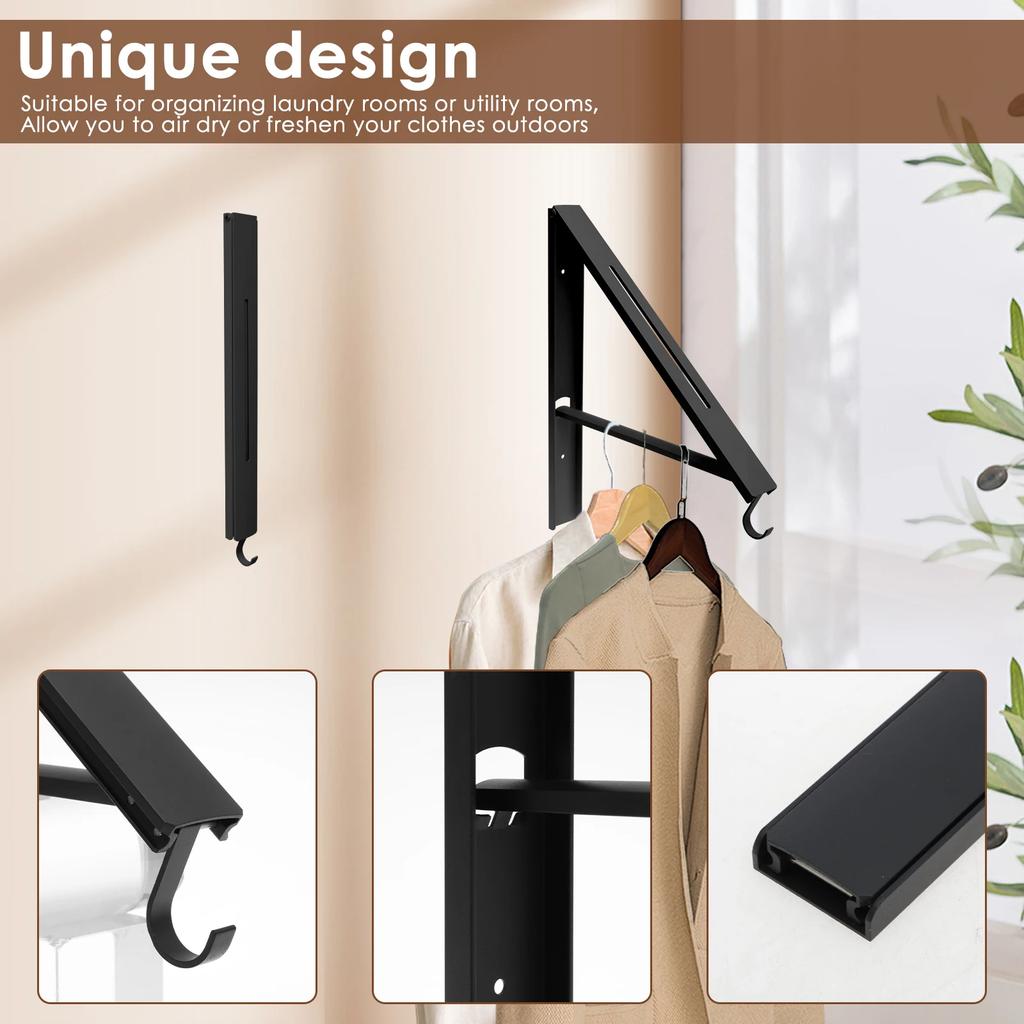 Stainless Steels Space Saving Foldable Clothes Hanger For Home Bedroom Laundry Room Wall Wall-Mounted Clothes Drying Rack