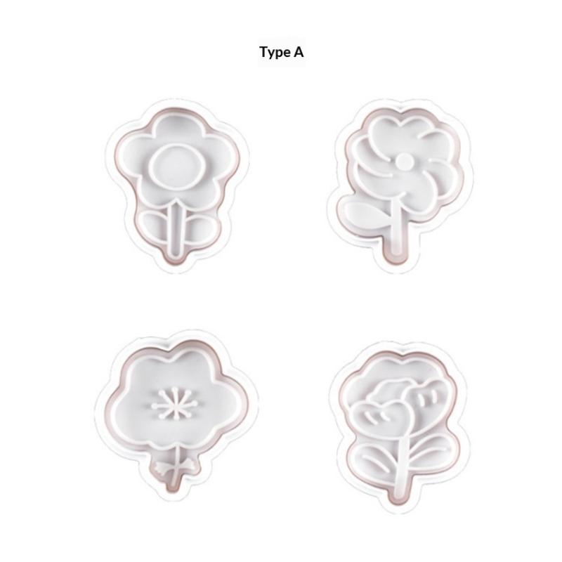 

4Pcs/Set 3D Flower Pattern Plastic Biscuit Mold Diy Kitchen Cake Decorating Tools Cookie Cutter Stamp Fondant Embosser Die A