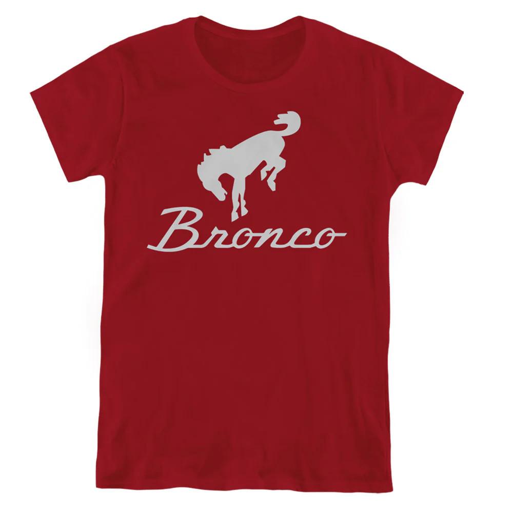 

Ford Bronco Chrome Bronco Logo Womens T Shirt Cardinal L