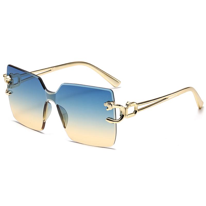 Retro Square Metal Sunglasses Women Men Rimless Trend Luxury Shades Leisure Travel Sun Glasses Lady Man UV400 Protective Glasses
