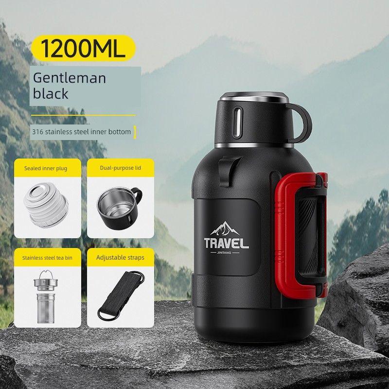 Short Stout Large Capacity Vacuum Cup Tea Water Separation Teapot 316 Stainless Steel Water Kettle Outdoor Car Kettle