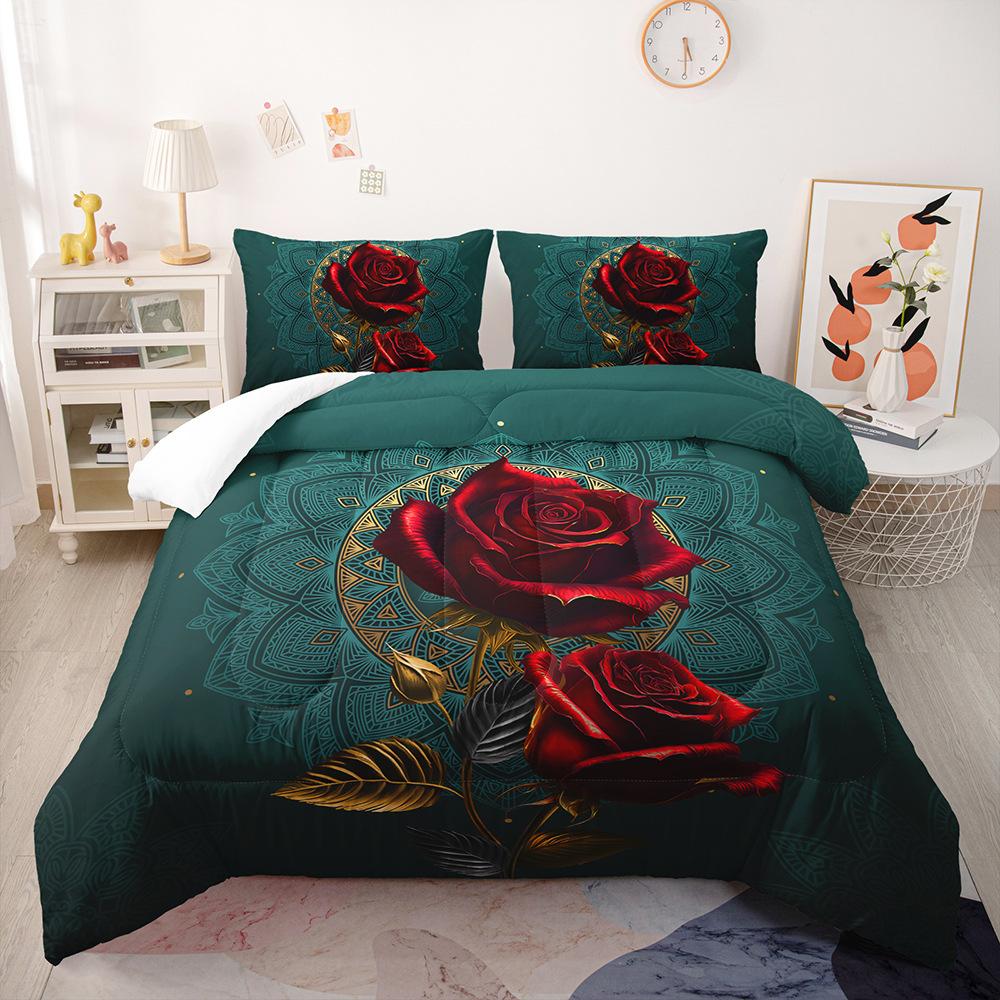 

Комплект пододеяльника с 3D-принтом «Красная роза», Покрывало с узором «Роза», Красочный полиэстеровый комплект чехла для одеяла 100x135cm 2pcs&Duvet Cover
