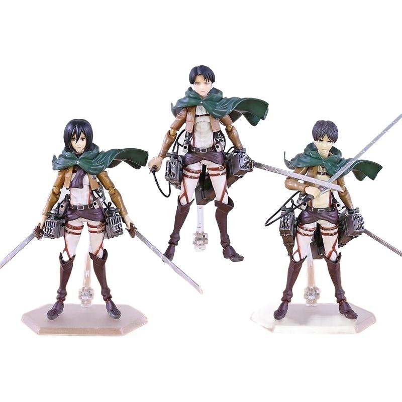 New In Stock Attack on Titan Figma Handheld Mobile Doll Liwei Allen Captain Mikasa Collectable Action Figure Toy Gift Premium Quality
