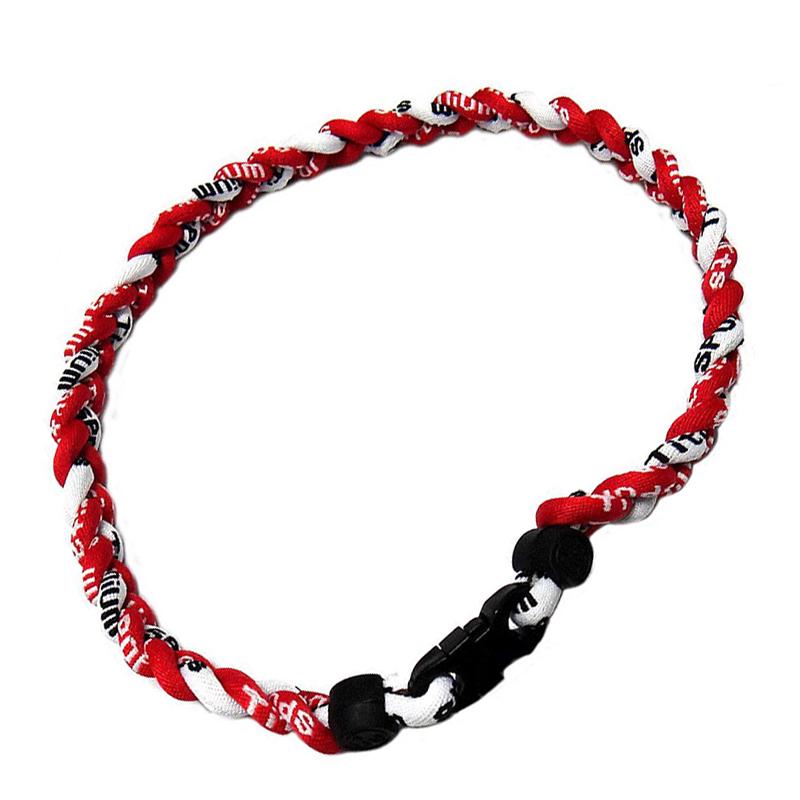 DoubleRope Titanium Rope Tornado Baseball Team Necklace 20 Inch Red