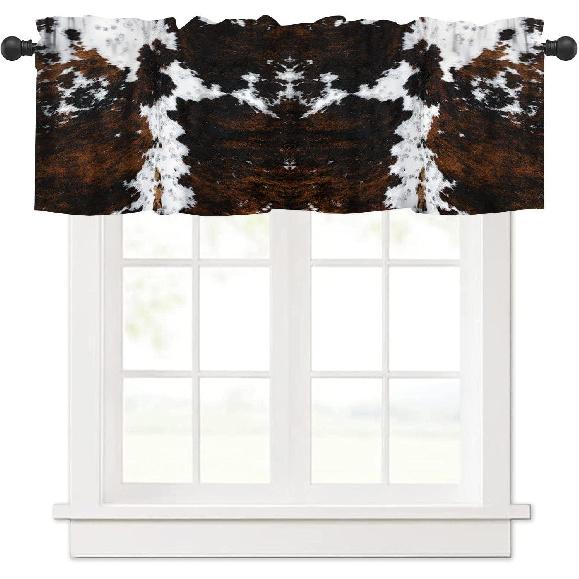 West Country Wooden Doors Valance Curtain for Kitchen,Old Country Ranch Texas Western Cowboy Star Sign Barn Door Windows Treatment Drapes for