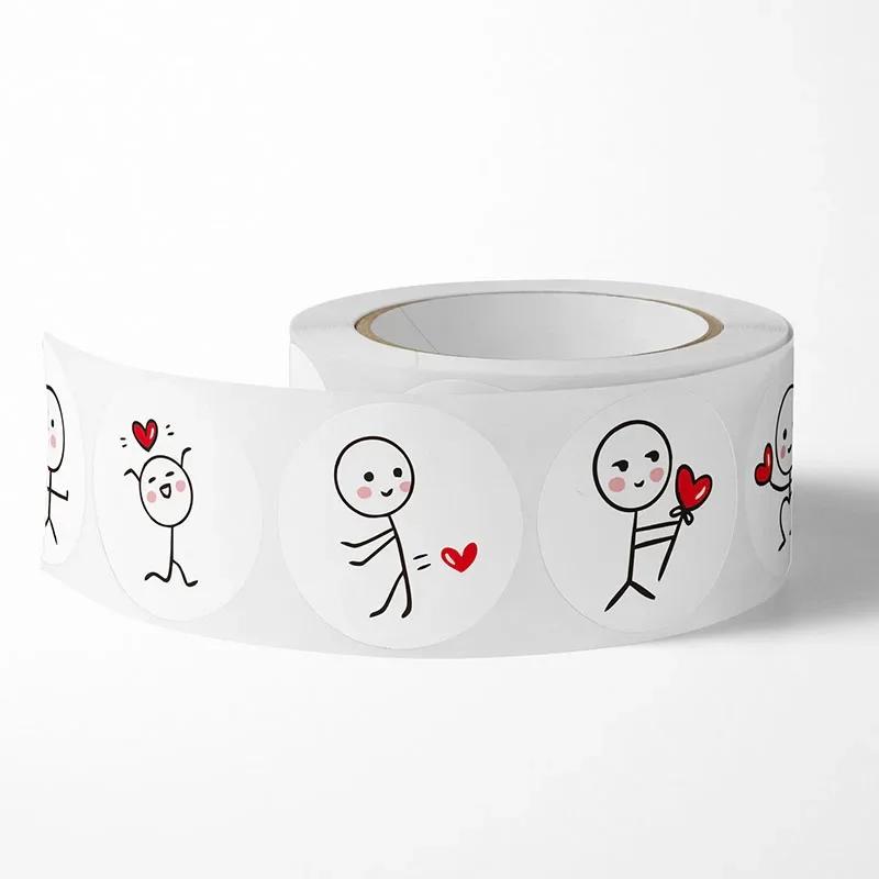 20mm/25mm Matchstick Stickers Cartoon Cute Creative Labels Round Stickers Remarks Sealing Stickers 500 Pieces
