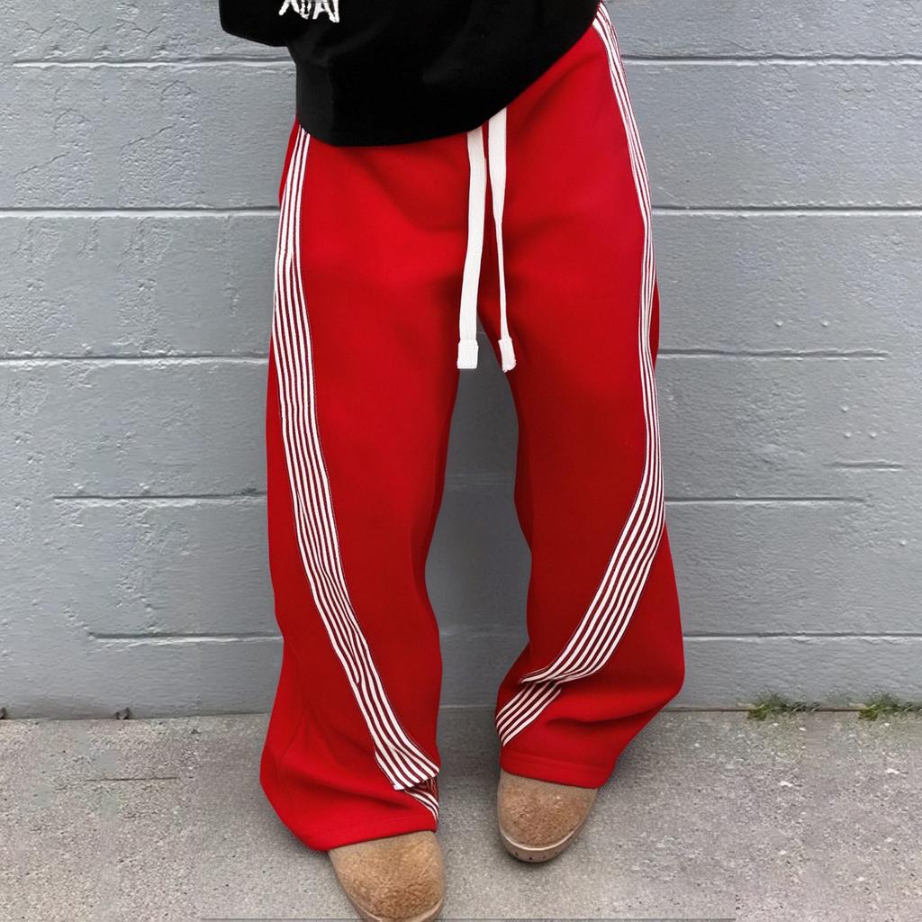 Loose Fit Sweatpants with Drawstring Waist and Side Stripe for Men and Women Casual Sportswear Trousers