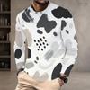 Men Plus Size Round Neck Long Sleeve Abstract Printed Casual Pullover T Shirt