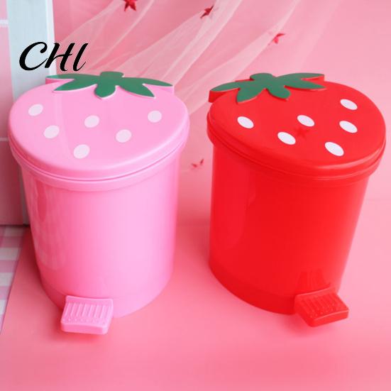 Secchio della Spazzatura Pattumiera Grande Capacità Buona Capacità di Carico Forma Raffinata Conveniente Alta Durabilità Contenitore per Rifiuti Decorativo Plastica Stile Fragola