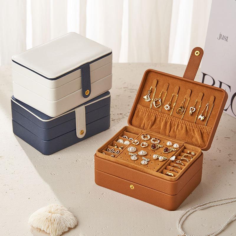 High-end retro large-capacity jewelry box, necklace, ring, stud earrings, jewelry storage box, multi-layer storage box.
