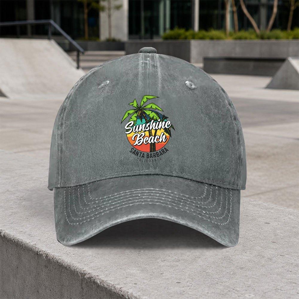 Retro Santa Barbara Sunny Beach Washed Baseball Cap Unisex Adjustable Dad Hat for Outdoor Daily Wear Vacations
