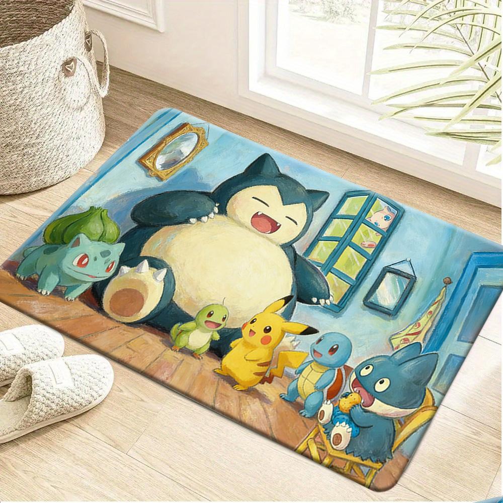 Pokemon Ash Pikachu Gengar Black and White Print Non-Slip Doormat Soft Flannel Floor Mat 40x60cm