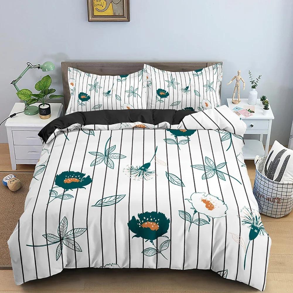 Beautiful Flowers Pattern Bedding Set Soft Luxury Duvet Cover Set Twin Double King Queen Size Microfiber Quilt Cover