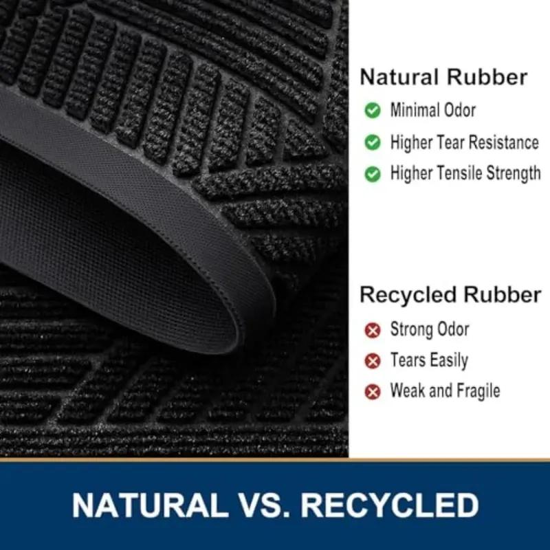 Front Door Mat Outside Entrance, Heavy Duty Sturdy Natural Rubber Doormat, Trap Dirt and Moisture, Easy Clean Low Profile Mats