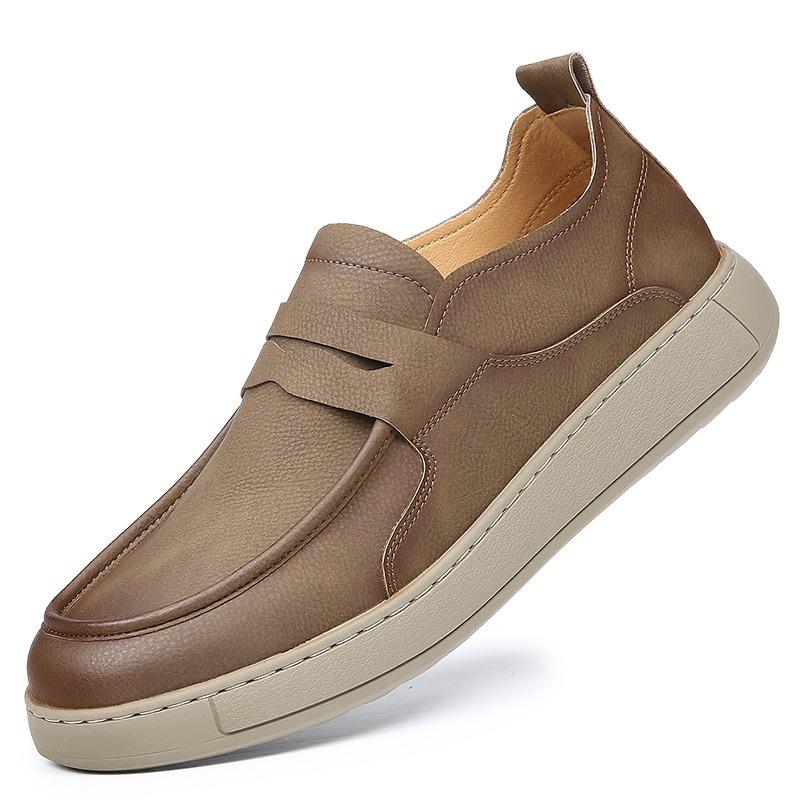 Leather men's shoes spring new one-pedal shoes men's breathable retro versatile casual leather shoes men's trend