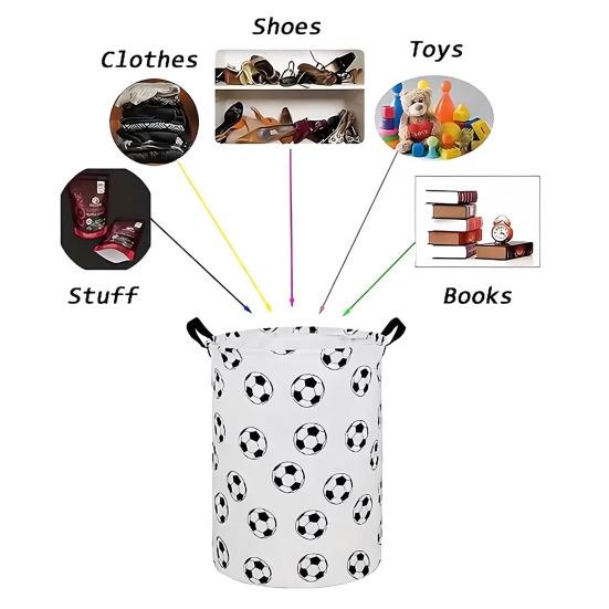 Yousheng Faltbarer Wäschekorb Großes Fassungsvermögen Zusammenklappbarer Kleiderkorb mit Griffen Fußball-Aufdruck Aufbewahrungskorb für Wäsche Kinderspielzeug Kinderzimmer